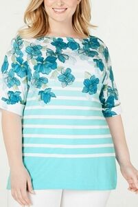 NWT KAREN SCOTT PLUS SIZE 1X TOP FLORAL BLOUSE